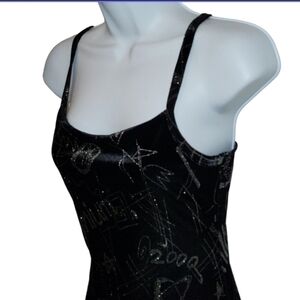 VINTAGE Y2K millennium silver glitter printed cocktail dress